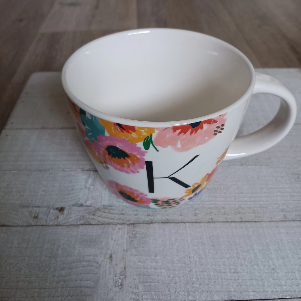 Opalhouse Monogram Letter K Mug Floral 16oz Stoneware Coffee Cup Target